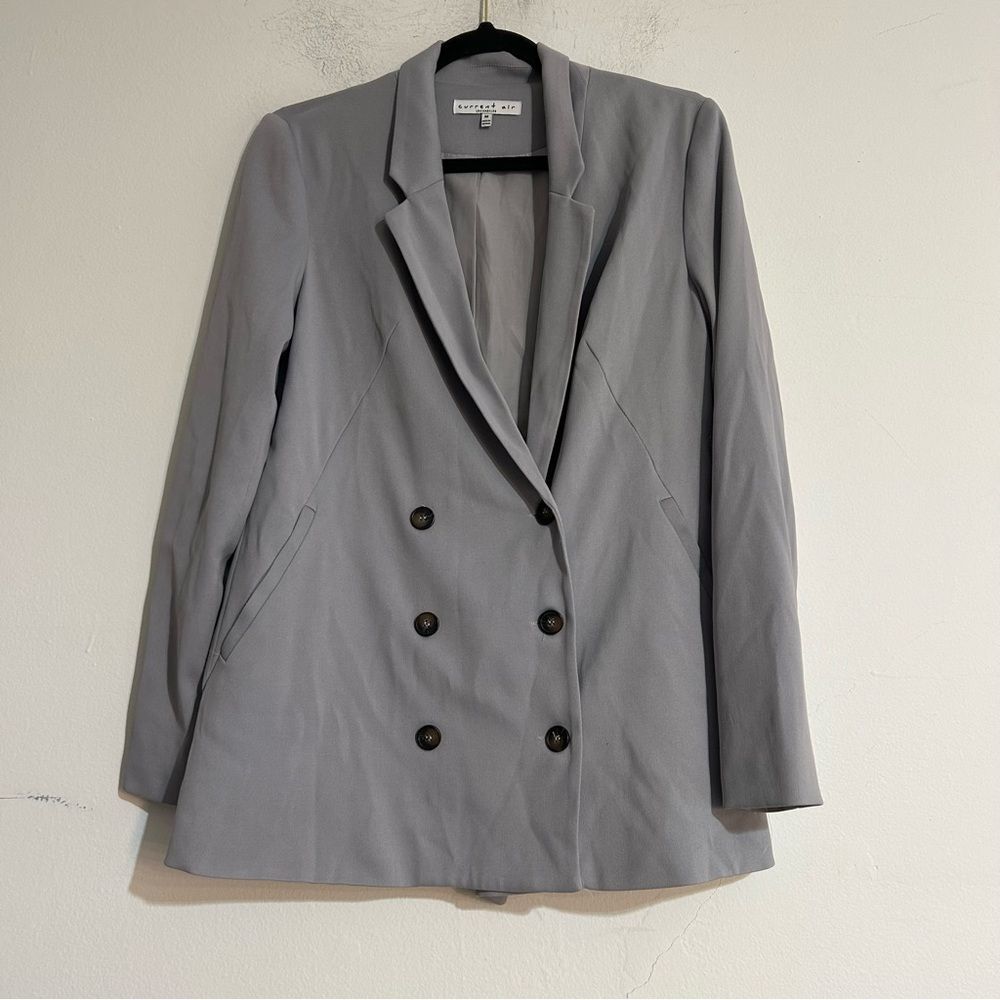 Current Air Grey Oversized Double Breasted Blazer Size Medium Minimal Office